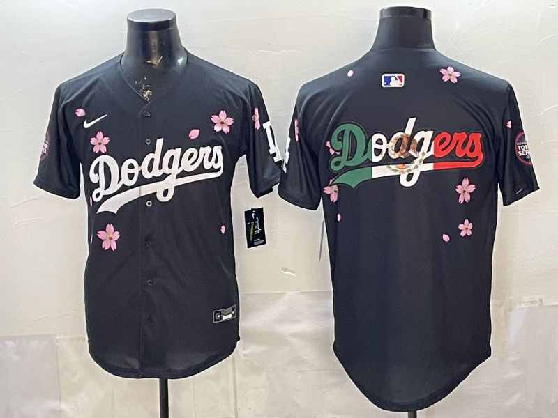 Men Nike 2026 Los Angeles Dodgers Blank Black Sakura Edition Game MLB Jersey 006